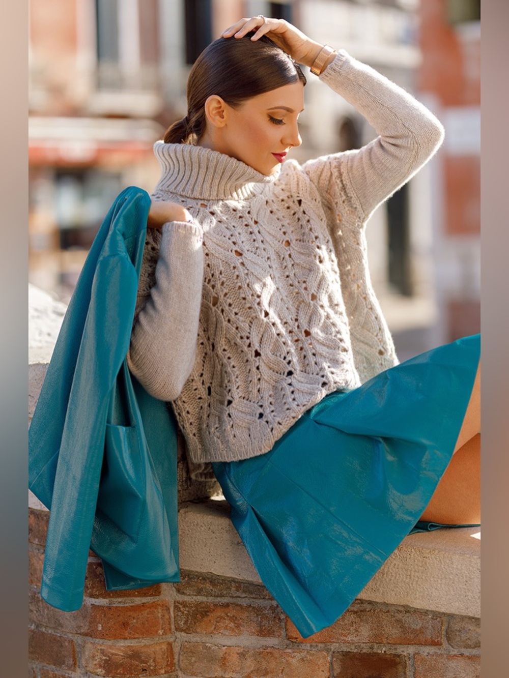 TURQUOISE VINYL: STEFANEL SKIRT NWT - Picture 7 of 12
